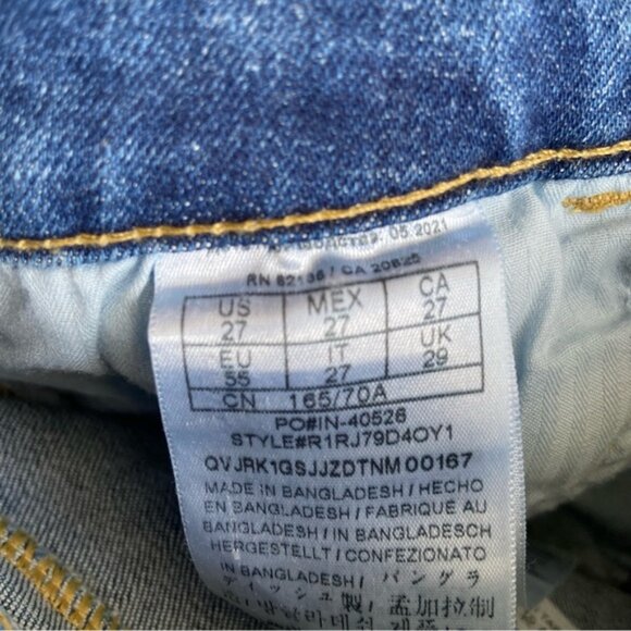 Guess Power curvy skinny blue jeans mid rise waist straight leg silver logo 27 - Picture 5 of 10